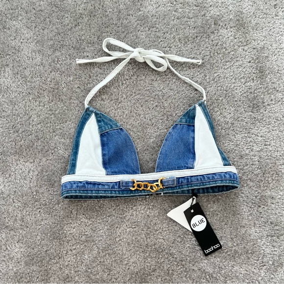 NEW Patchwork Denim Halter Top - Picture 4 of 9